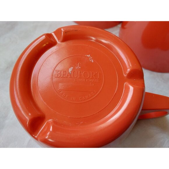 Set of red melamine coffee mugs Beaufort Canada 8 Oz camping picnics outdoors - Picture 5 of 8